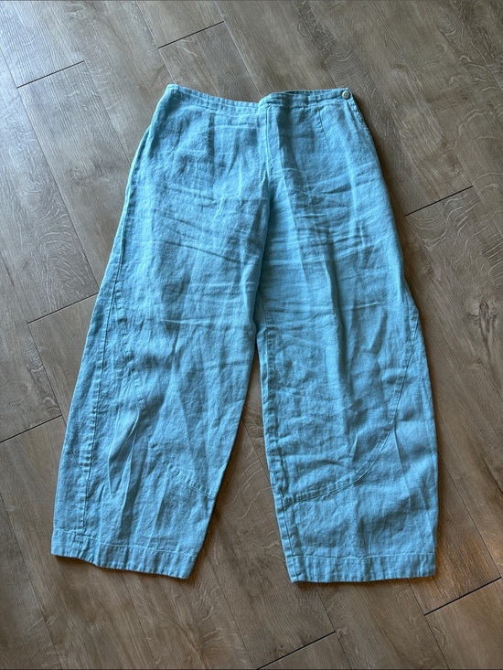 Flax Pants - FLAX Light Blue Wide-Leg Linen Chinos Size Small